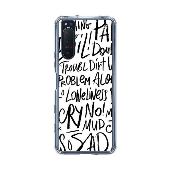 Black and White Negative Words Pattern Sony Xperia 5 II Case