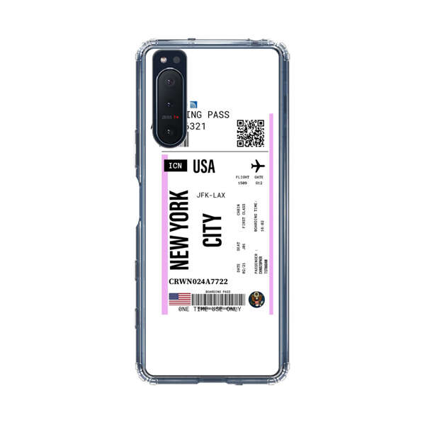 Boarding Pass New York City Flight Ticket Sony Xperia 5 II Case