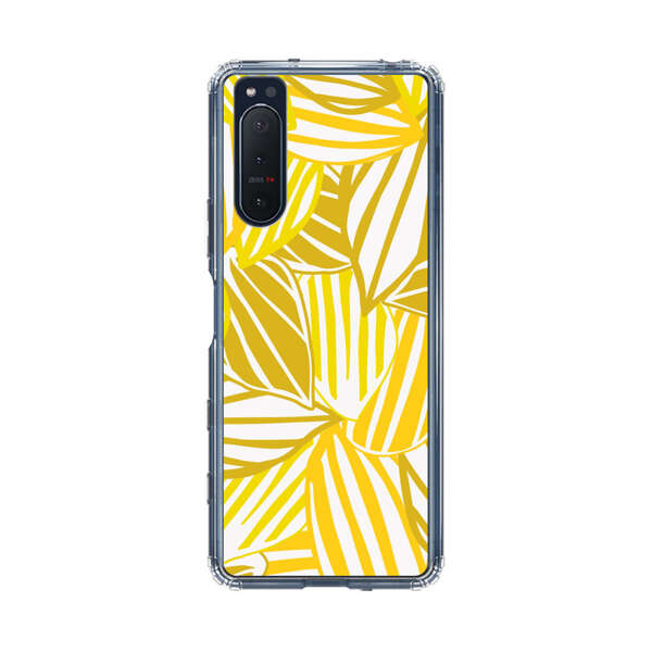 Bright Yellow Striped Tropical Leaves Pattern Sony Xperia 5 II Case