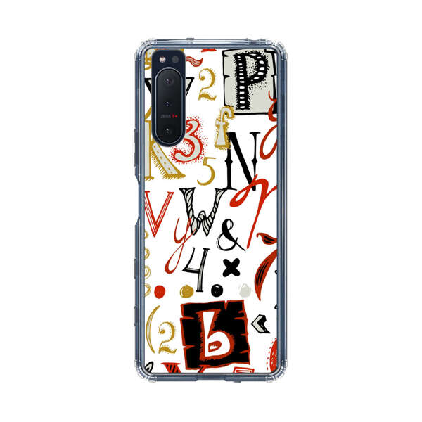 Colorful Hand Drawn Letters and Numbers Pattern Sony Xperia 5 II Case