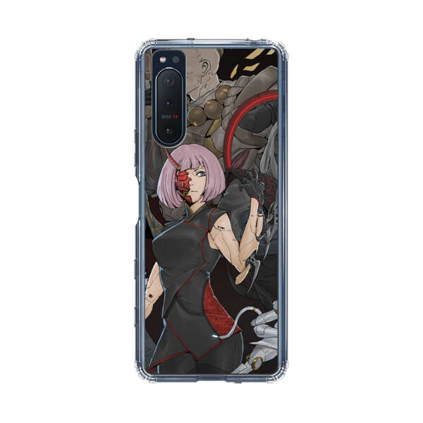 Futuristic Cyberpunk Warriors and Robotic Cat in Dynamic Pose Sony Xperia 5 II Case
