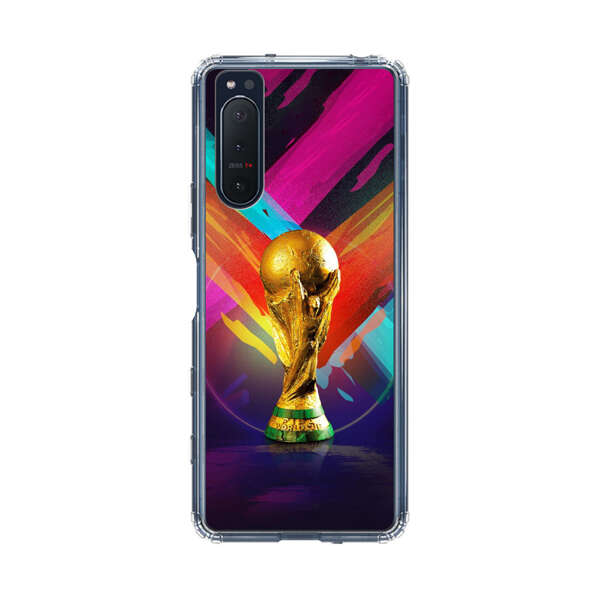Golden Soccer Trophy with Colorful Abstract Background Sony Xperia 5 II Case