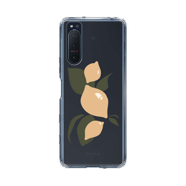 Minimalistic Beige Lemons with Green Leaves Sony Xperia 5 II Case