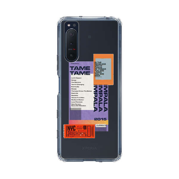 Modern Graphic Collage with Typography and Ticket Elements Sony Xperia 5 II Case