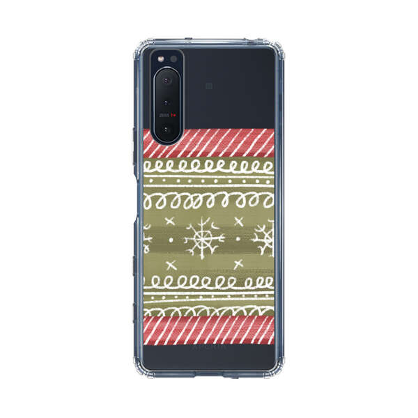 Winter Pattern with Snowflakes and Red Stripes Sony Xperia 5 II Case