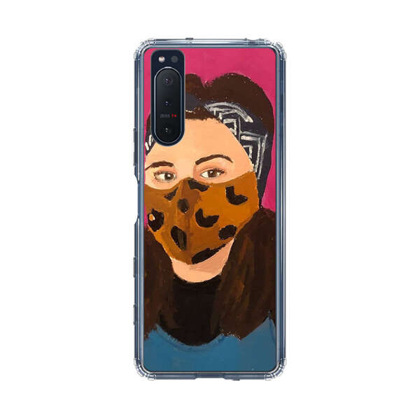 Woman Leopard Print Face Mask Sony Xperia 5 II Case
