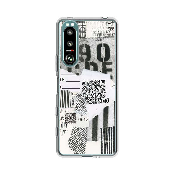 Abstract Collage Torn Paper Barcodes Sony Xperia 5 III Case