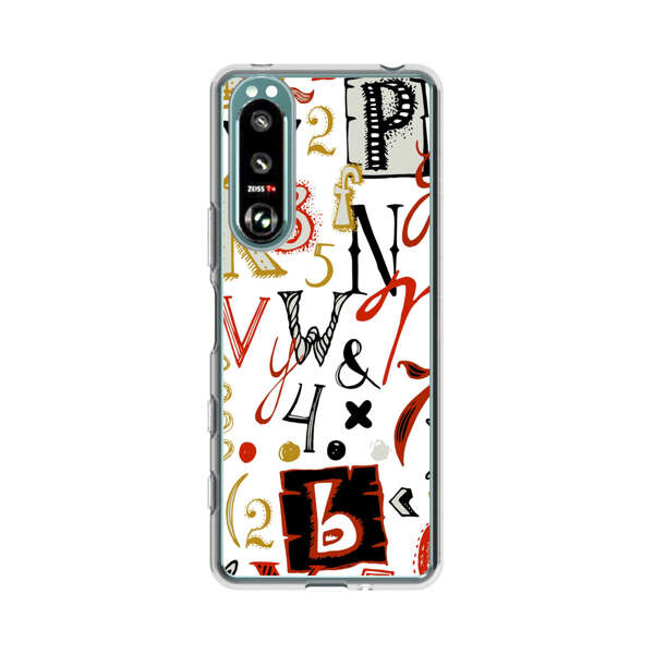Colorful Hand Drawn Letters and Numbers Pattern Sony Xperia 5 III Case