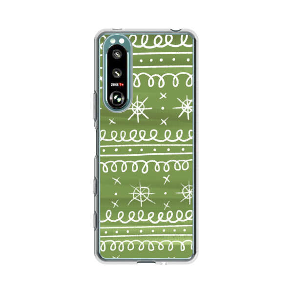 Green White Stars Loop Pattern Sony Xperia 5 III Case
